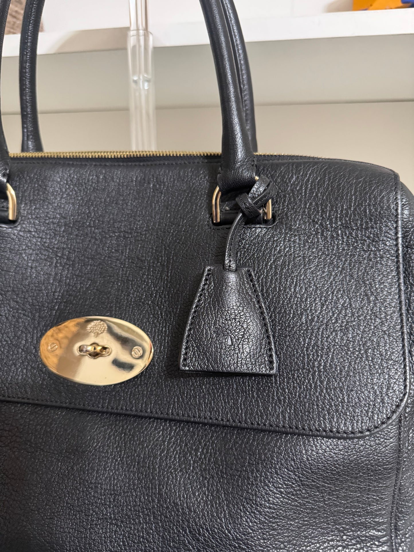 Vintage Mulberry Del Rey Satchel in Black Leather Made in England