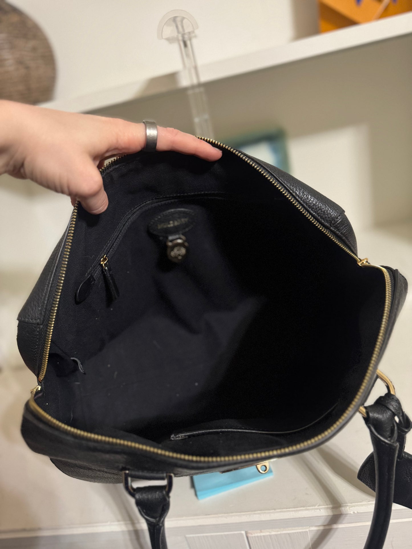 Vintage Mulberry Del Rey Satchel in Black Leather Made in England