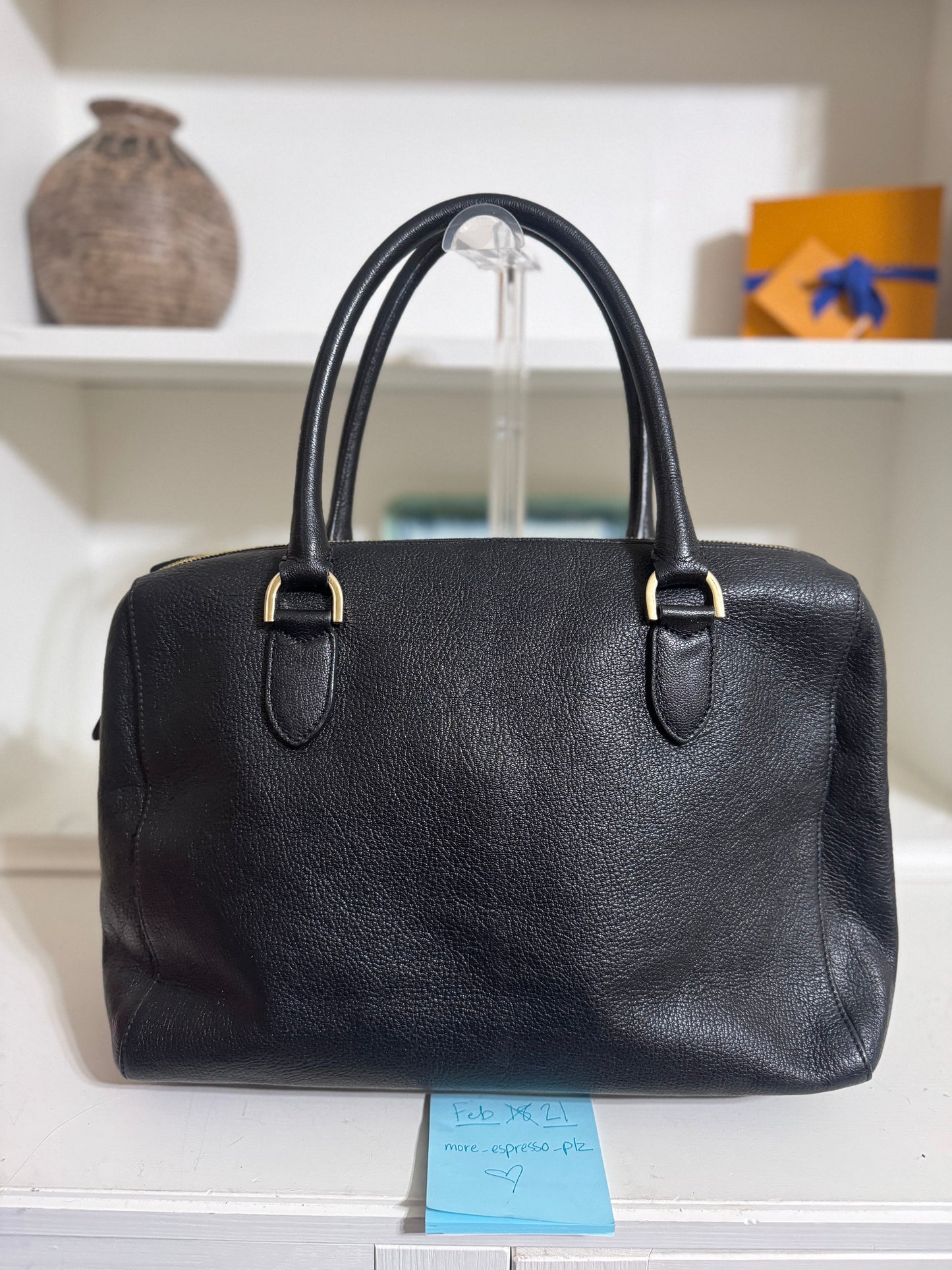 Vintage Mulberry Del Rey Satchel in Black Leather Made in England
