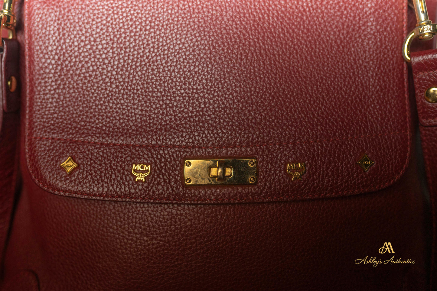 MCM Burgundy/Wine Leather 2-Way Tote Made in Korea
