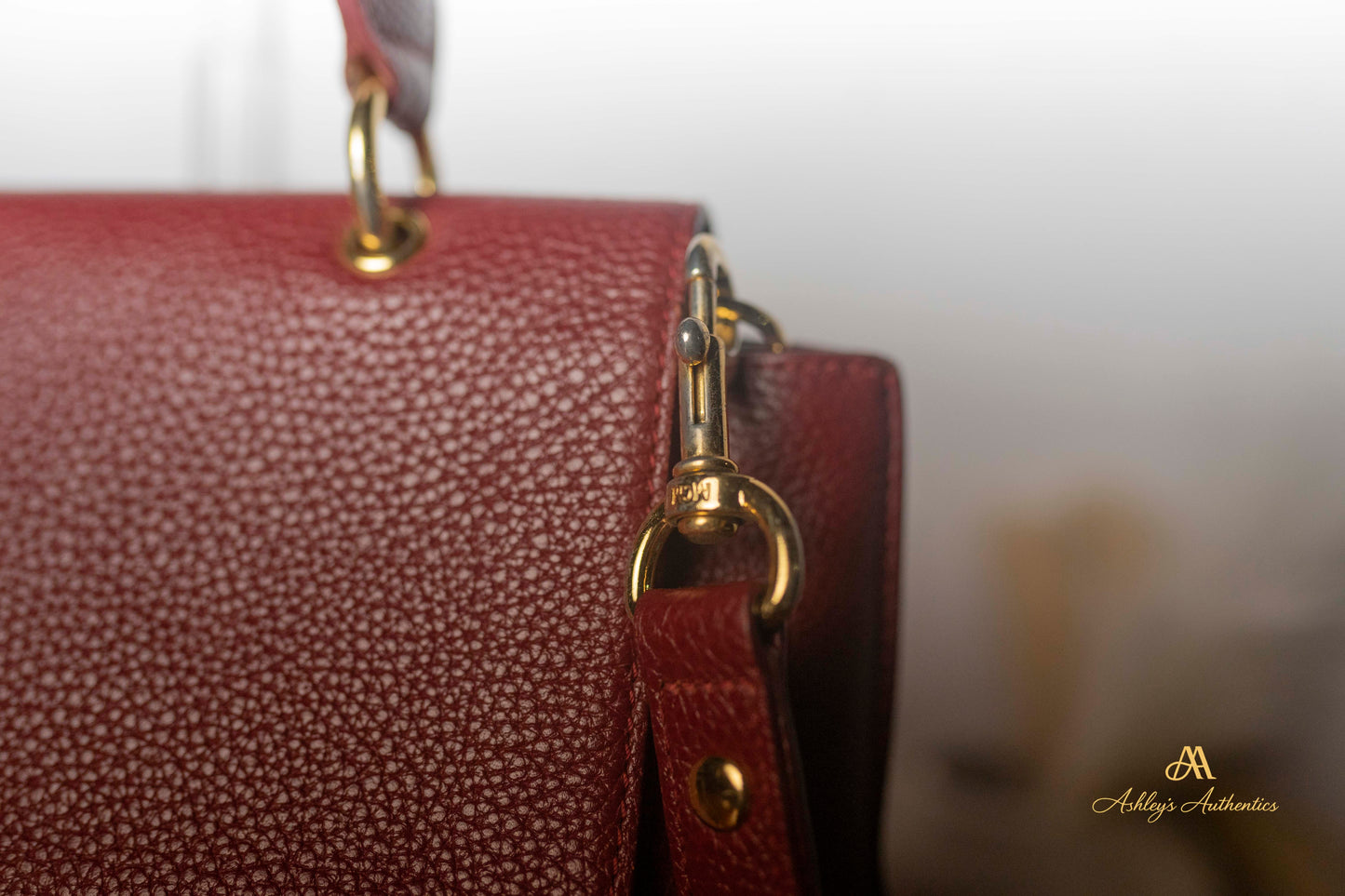 MCM Burgundy/Wine Leather 2-Way Tote Made in Korea
