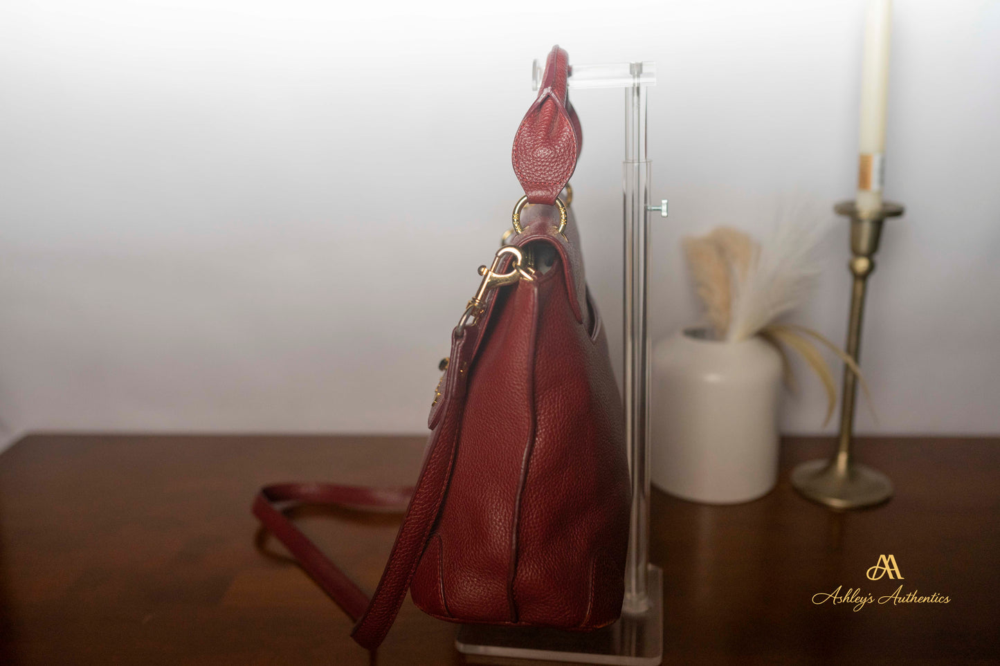 MCM Burgundy/Wine Leather 2-Way Tote Made in Korea