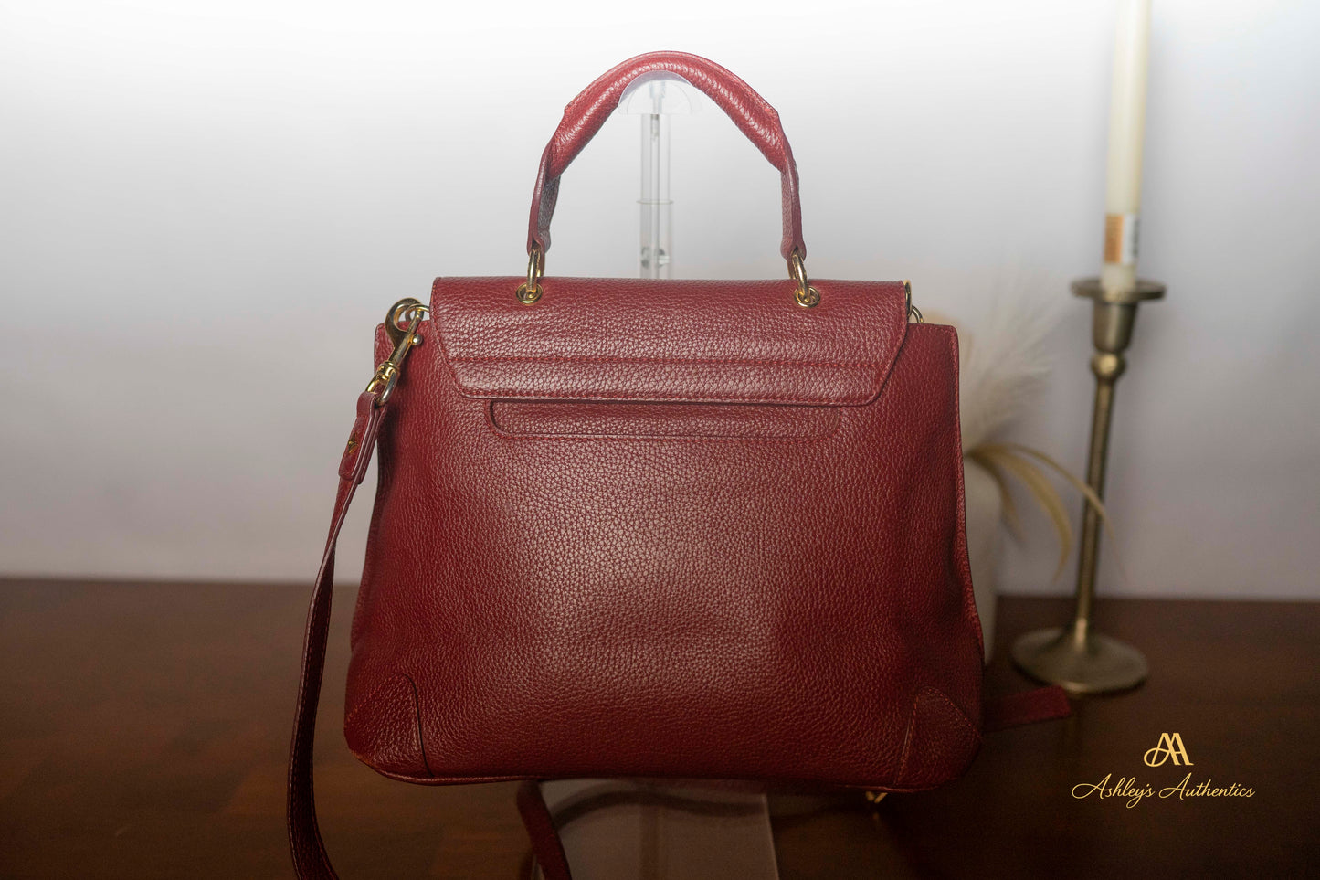 MCM Burgundy/Wine Leather 2-Way Tote Made in Korea