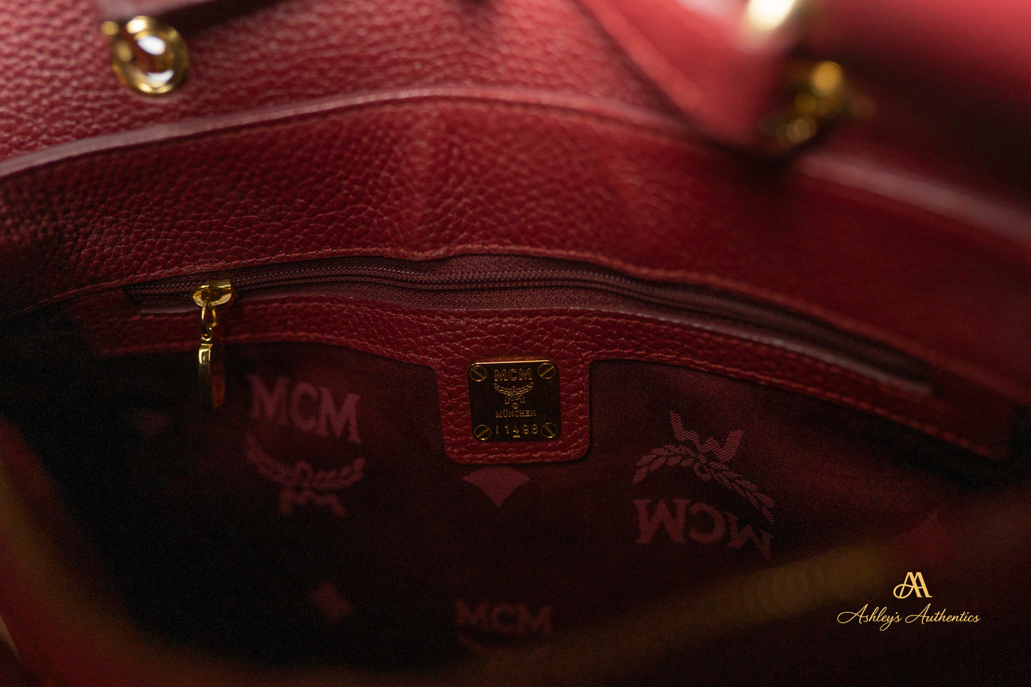 MCM Burgundy/Wine Leather 2-Way Tote Made in Korea
