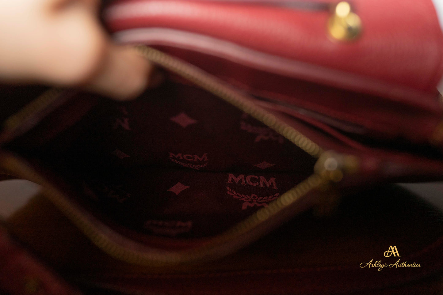MCM Burgundy/Wine Leather 2-Way Tote Made in Korea