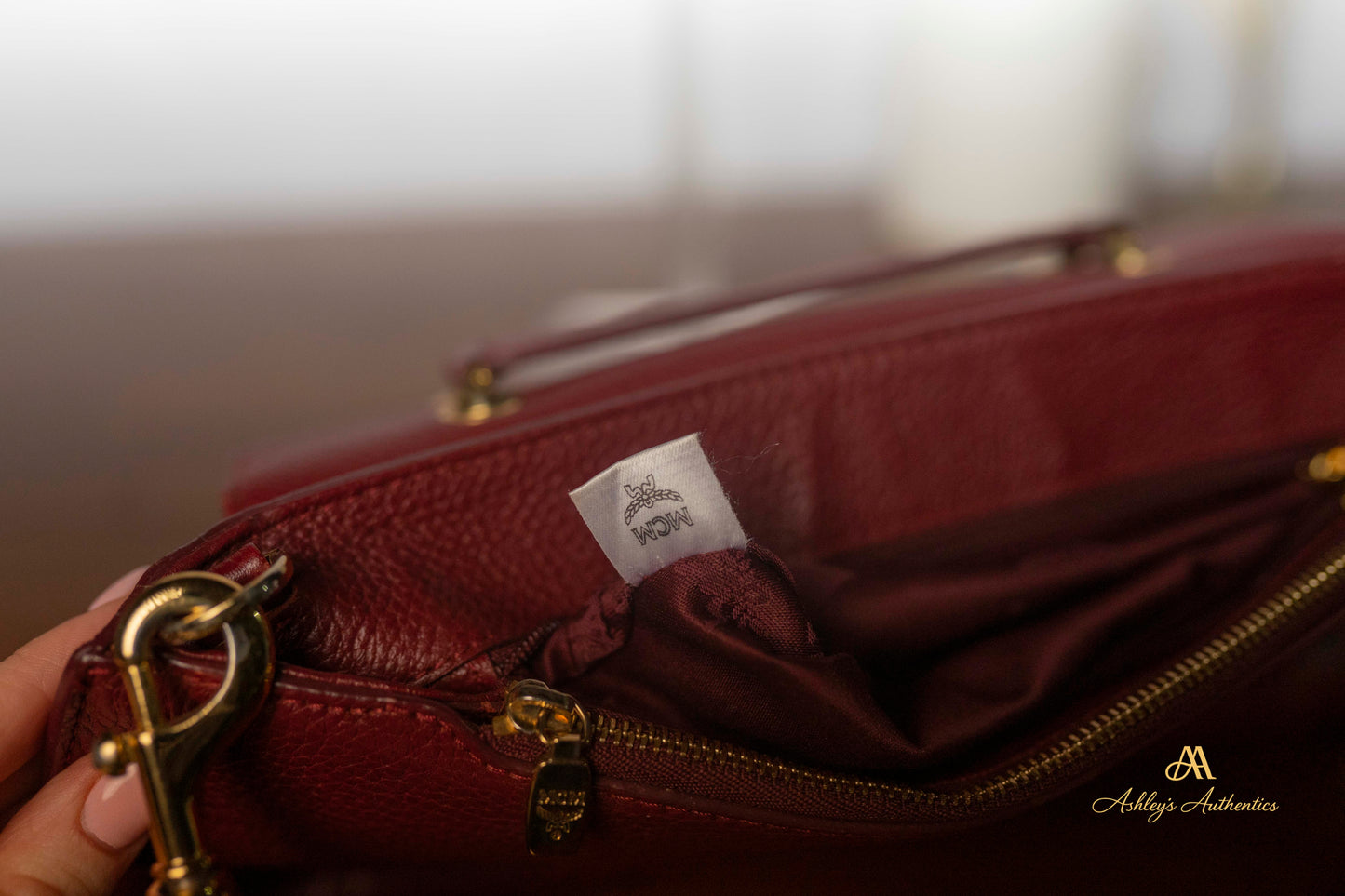 MCM Burgundy/Wine Leather 2-Way Tote Made in Korea
