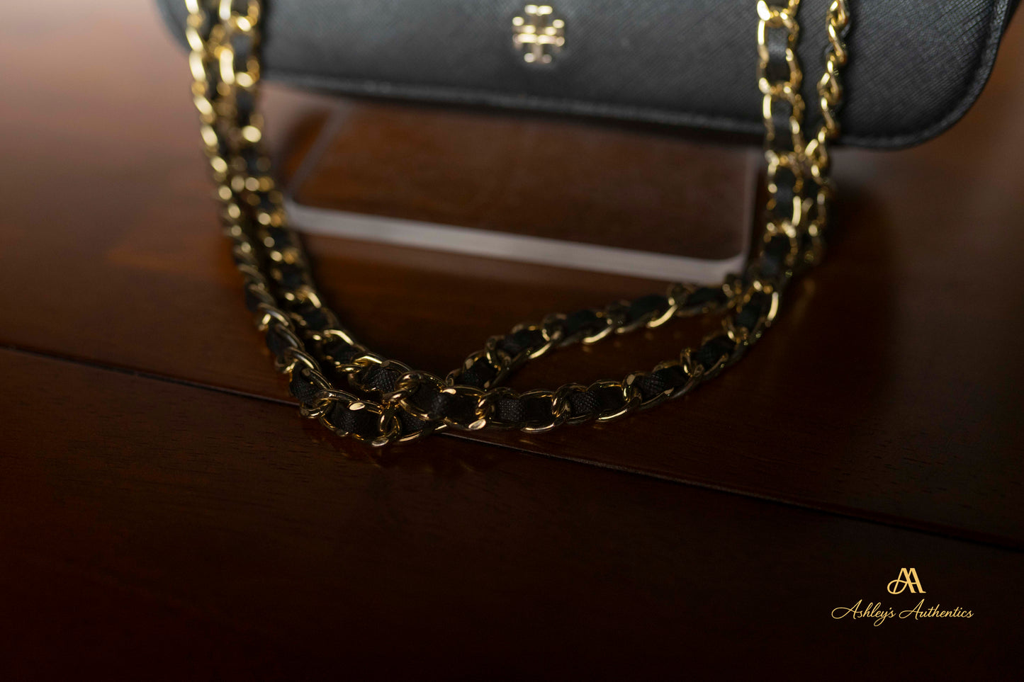 Tory Burch Emerson Black Saffiano Leather Flap Shoulder Bag