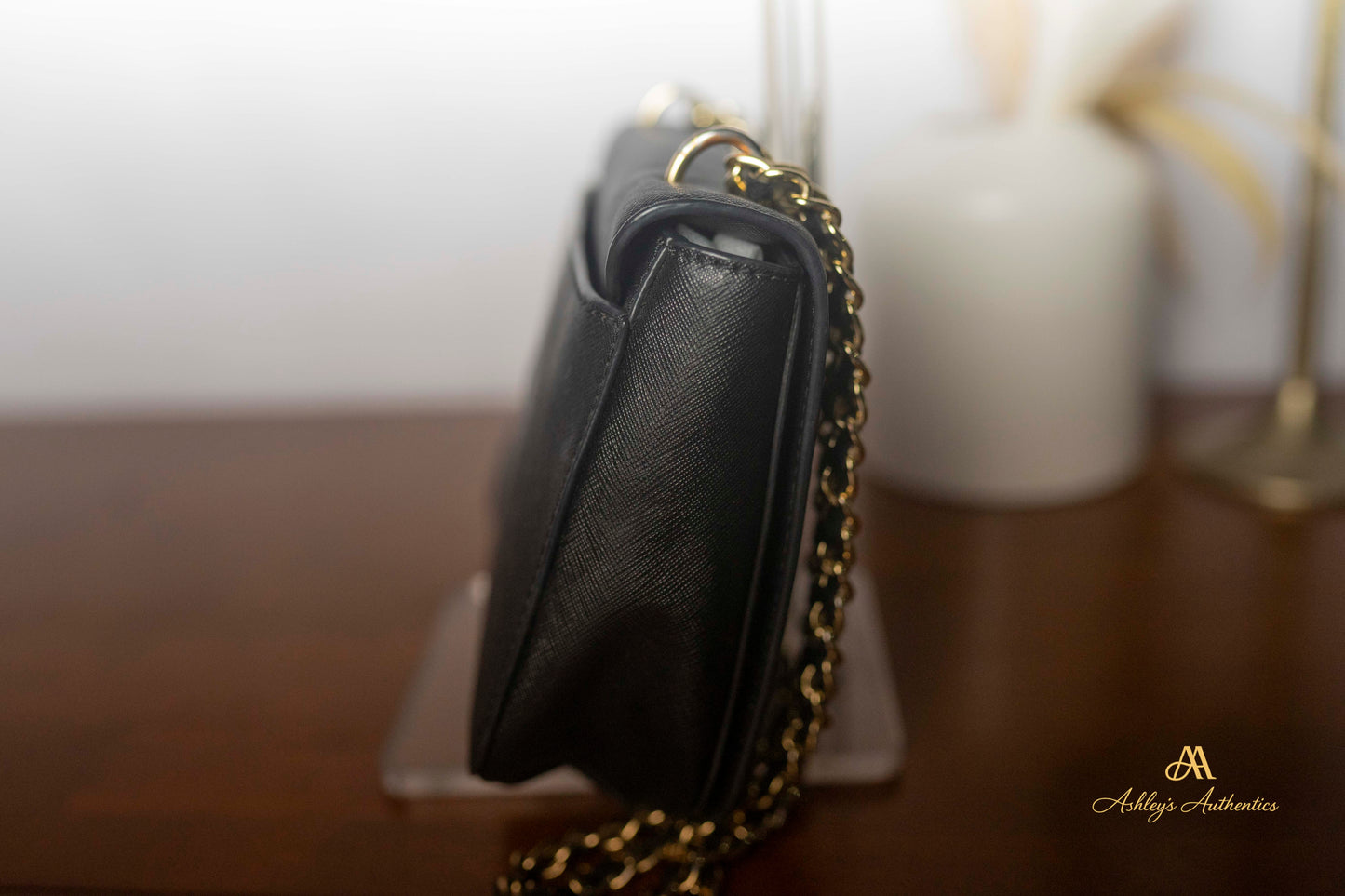 Tory Burch Emerson Black Saffiano Leather Flap Shoulder Bag