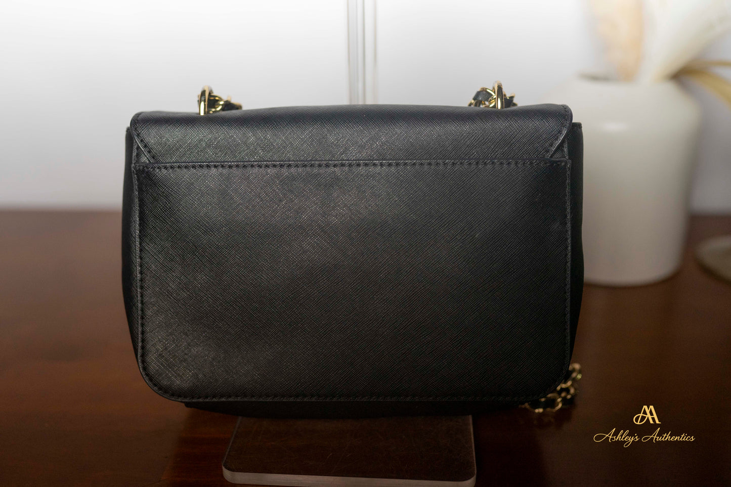 Tory Burch Emerson Black Saffiano Leather Flap Shoulder Bag