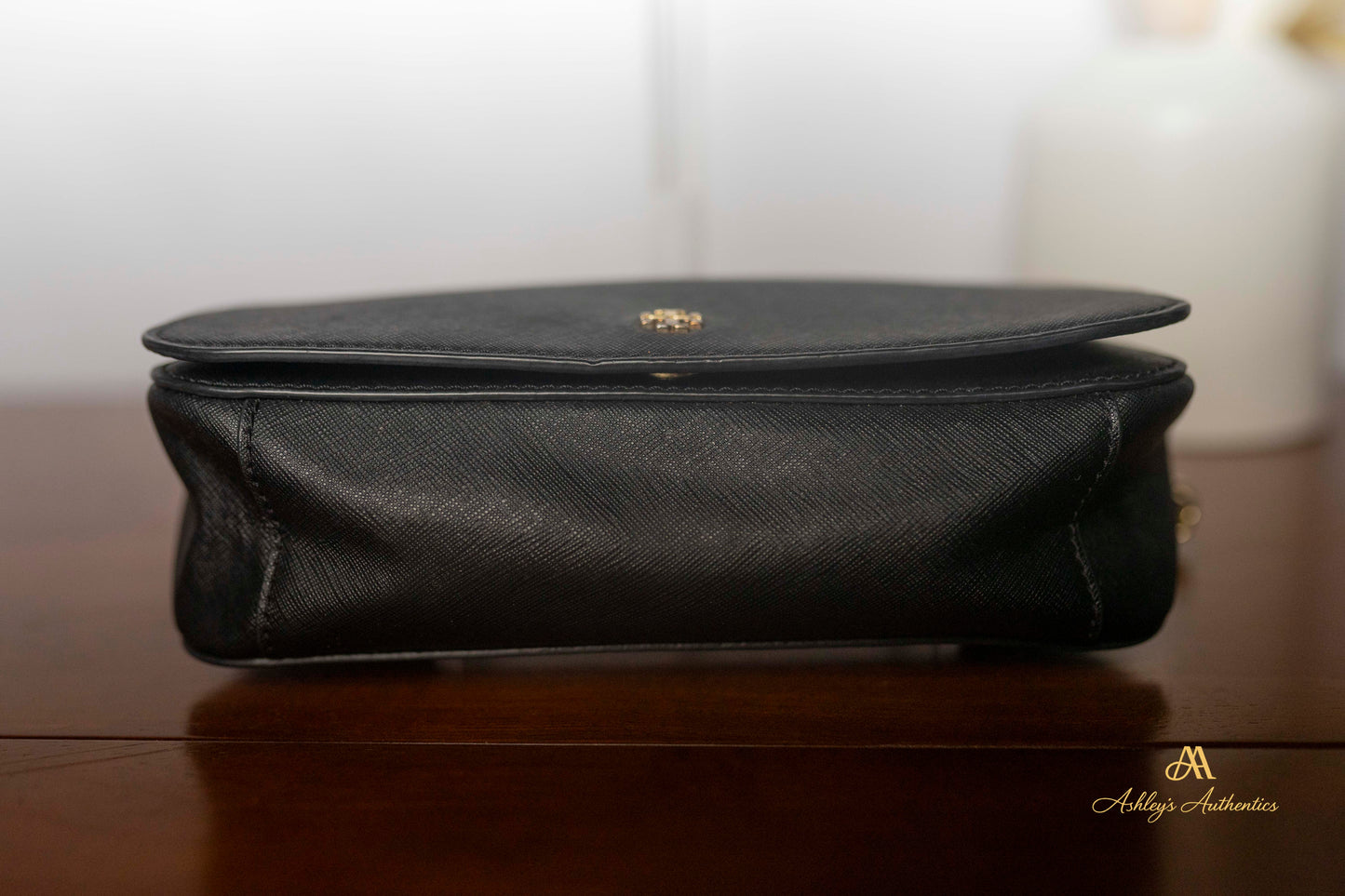 Tory Burch Emerson Black Saffiano Leather Flap Shoulder Bag