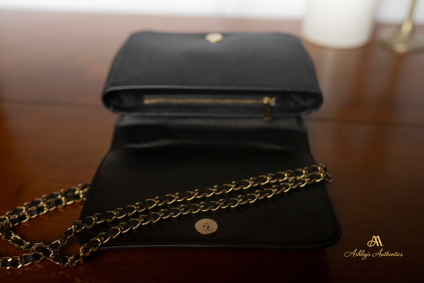 Tory Burch Emerson Black Saffiano Leather Flap Shoulder Bag