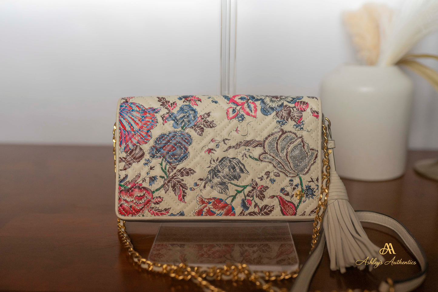 Tory Burch Fleming Printed Wallet on Chain Crossbody Clutch