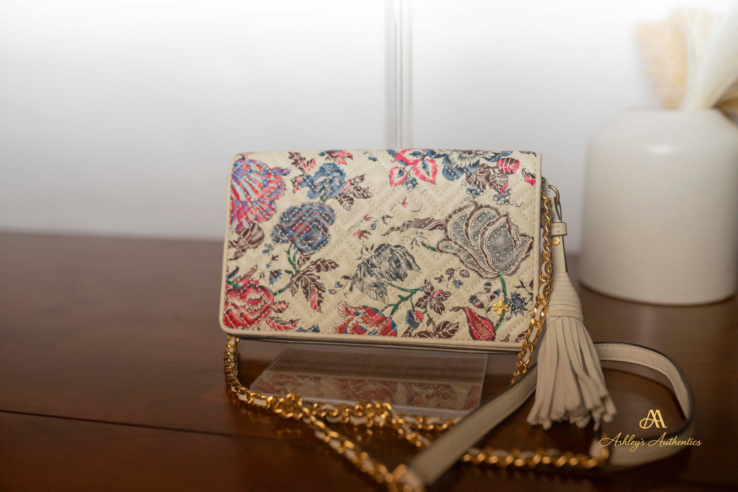 Tory Burch Fleming Printed Wallet on Chain Crossbody Clutch