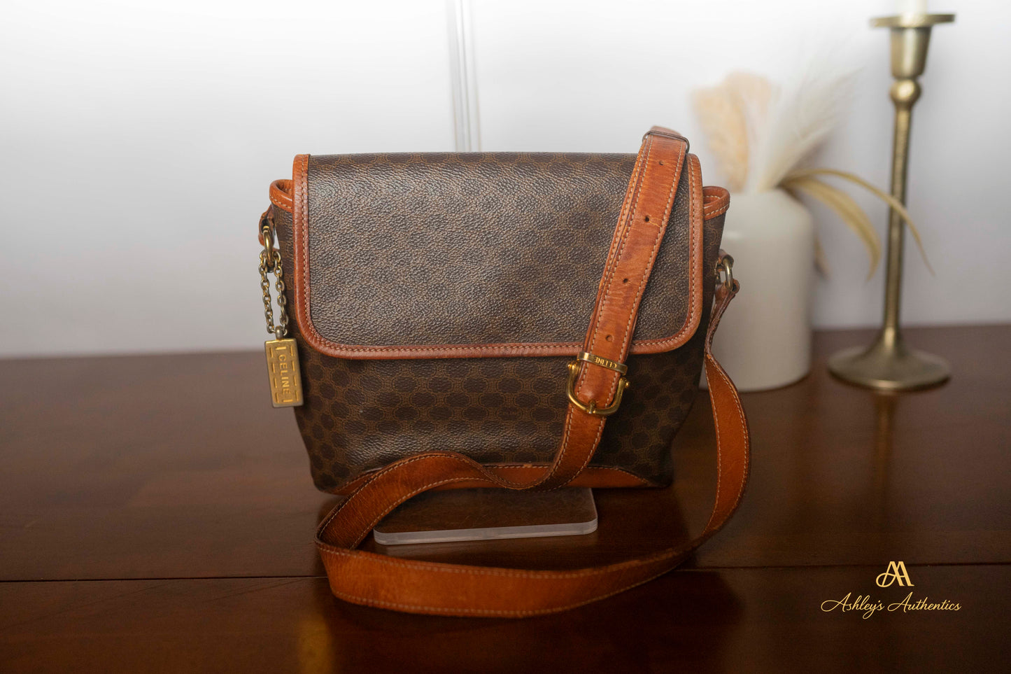 Vintage Celine Leather & Canvas Crossbody