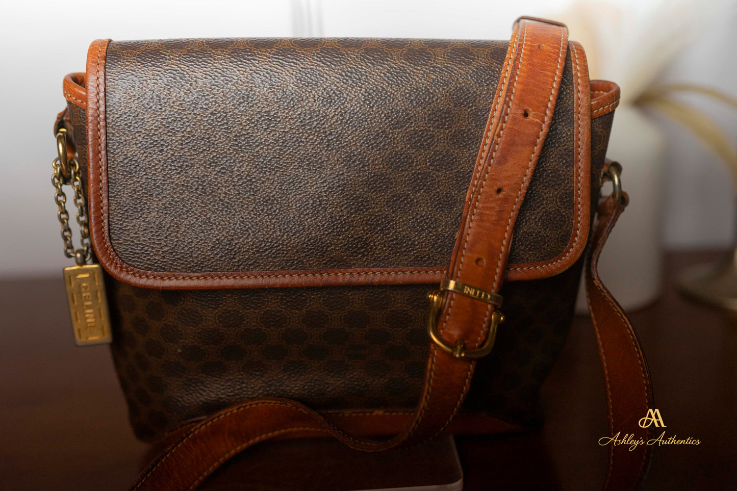 Vintage Celine Leather & Canvas Crossbody