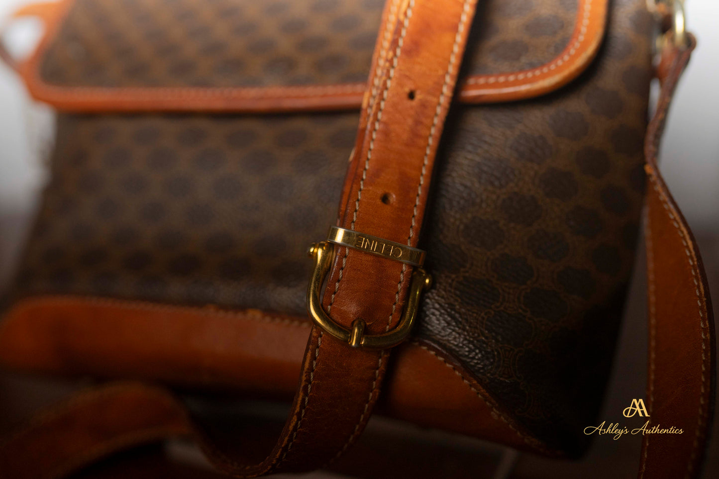 Vintage Celine Leather & Canvas Crossbody