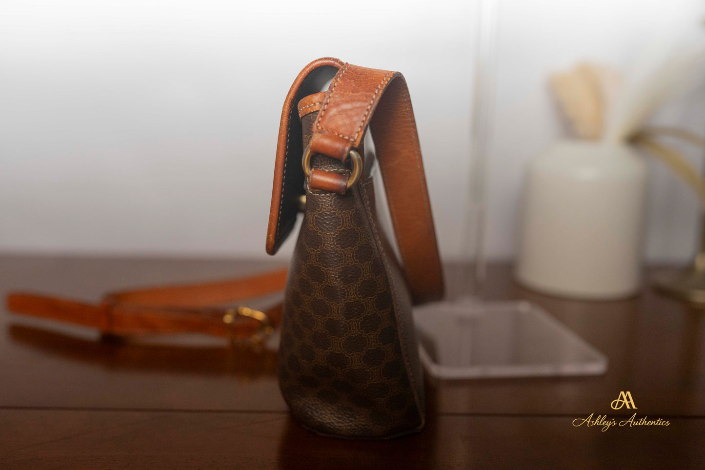 Vintage Celine Leather & Canvas Crossbody