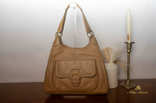 Coach Campbell Leather Triple Entry Leather Hobo Shoulder Bag