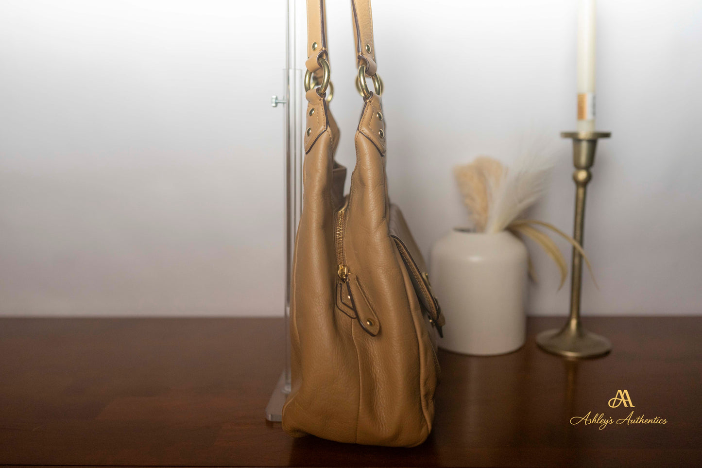 Coach Campbell Leather Triple Entry Leather Hobo Shoulder Bag