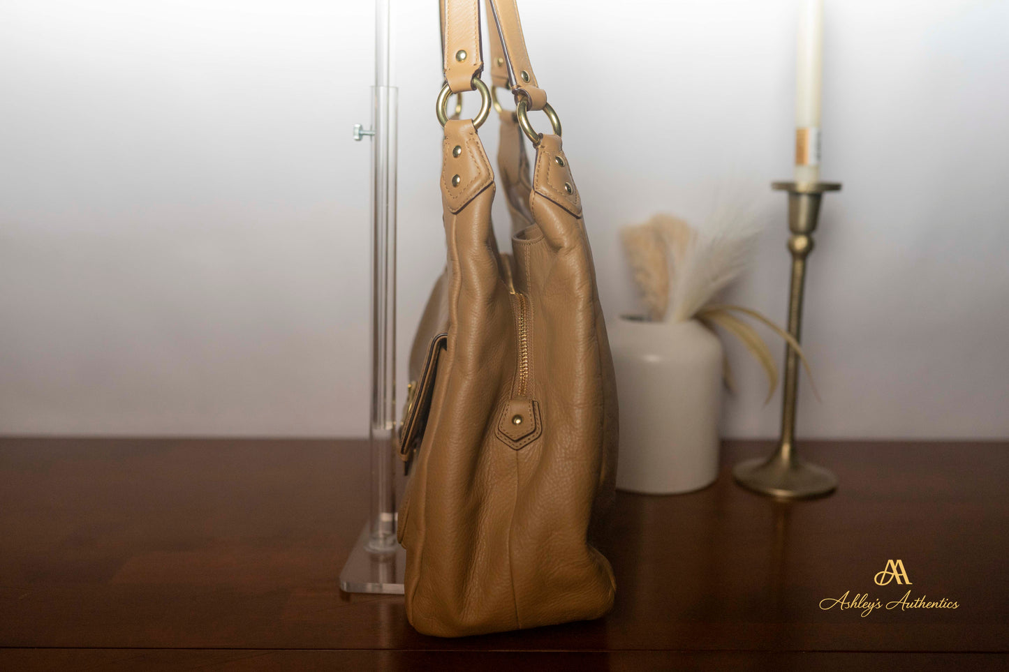Coach Campbell Leather Triple Entry Leather Hobo Shoulder Bag