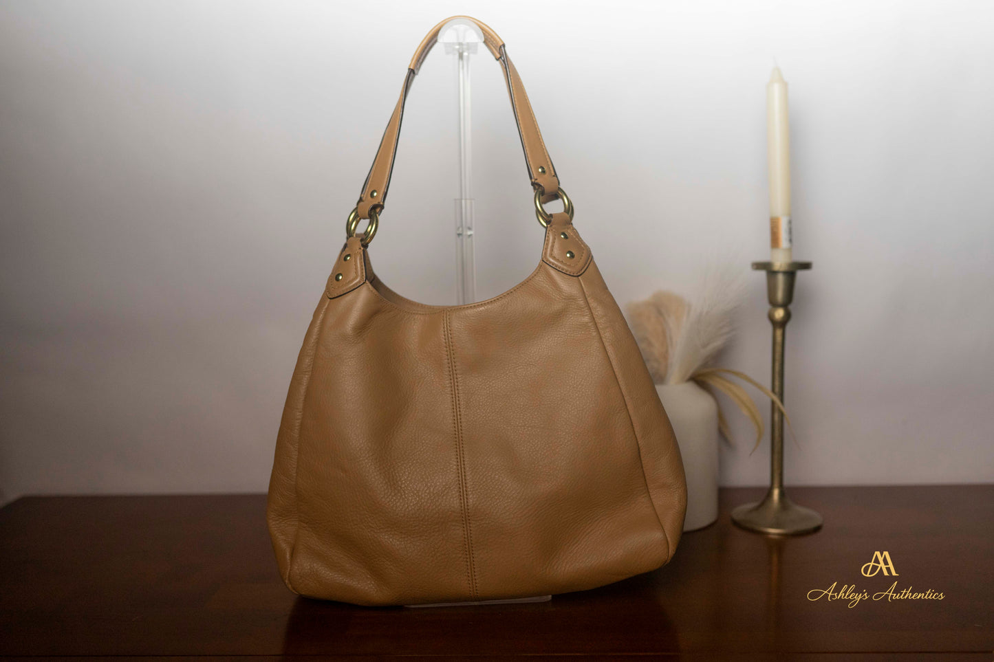 Coach Campbell Leather Triple Entry Leather Hobo Shoulder Bag