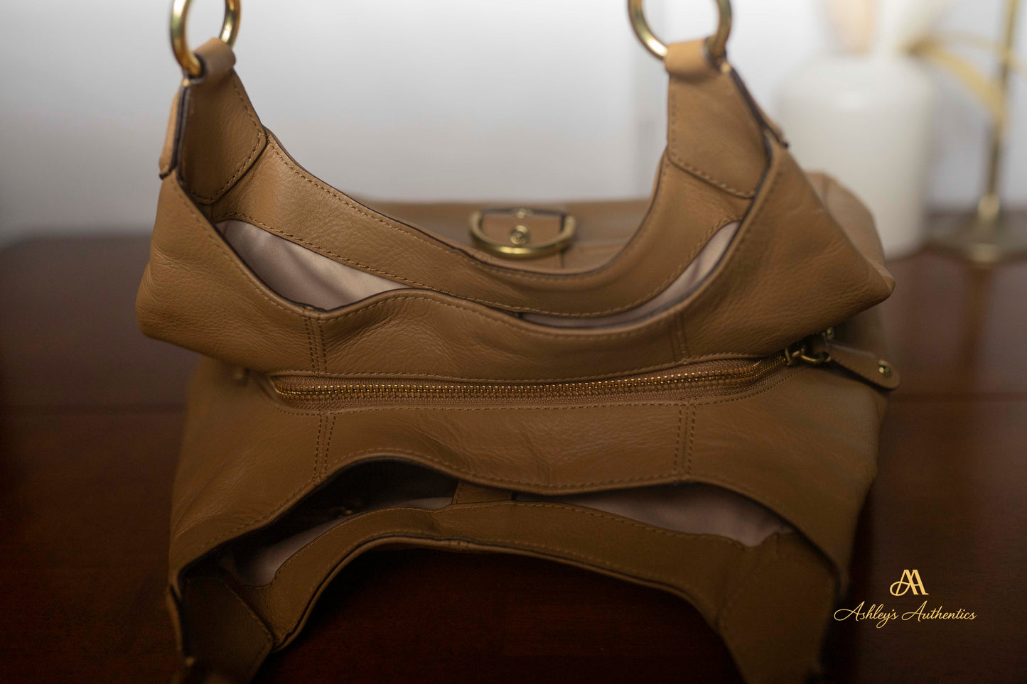 Coach Campbell Leather Triple Entry Leather Hobo Shoulder Bag