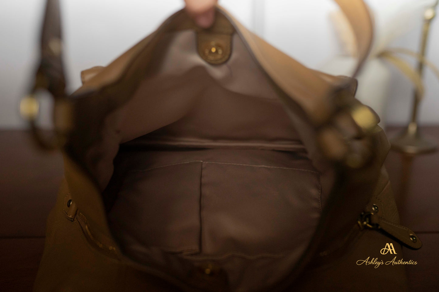 Coach Campbell Leather Triple Entry Leather Hobo Shoulder Bag