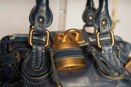 Chloe Paddington Small Navy Blue Leather with Padlock