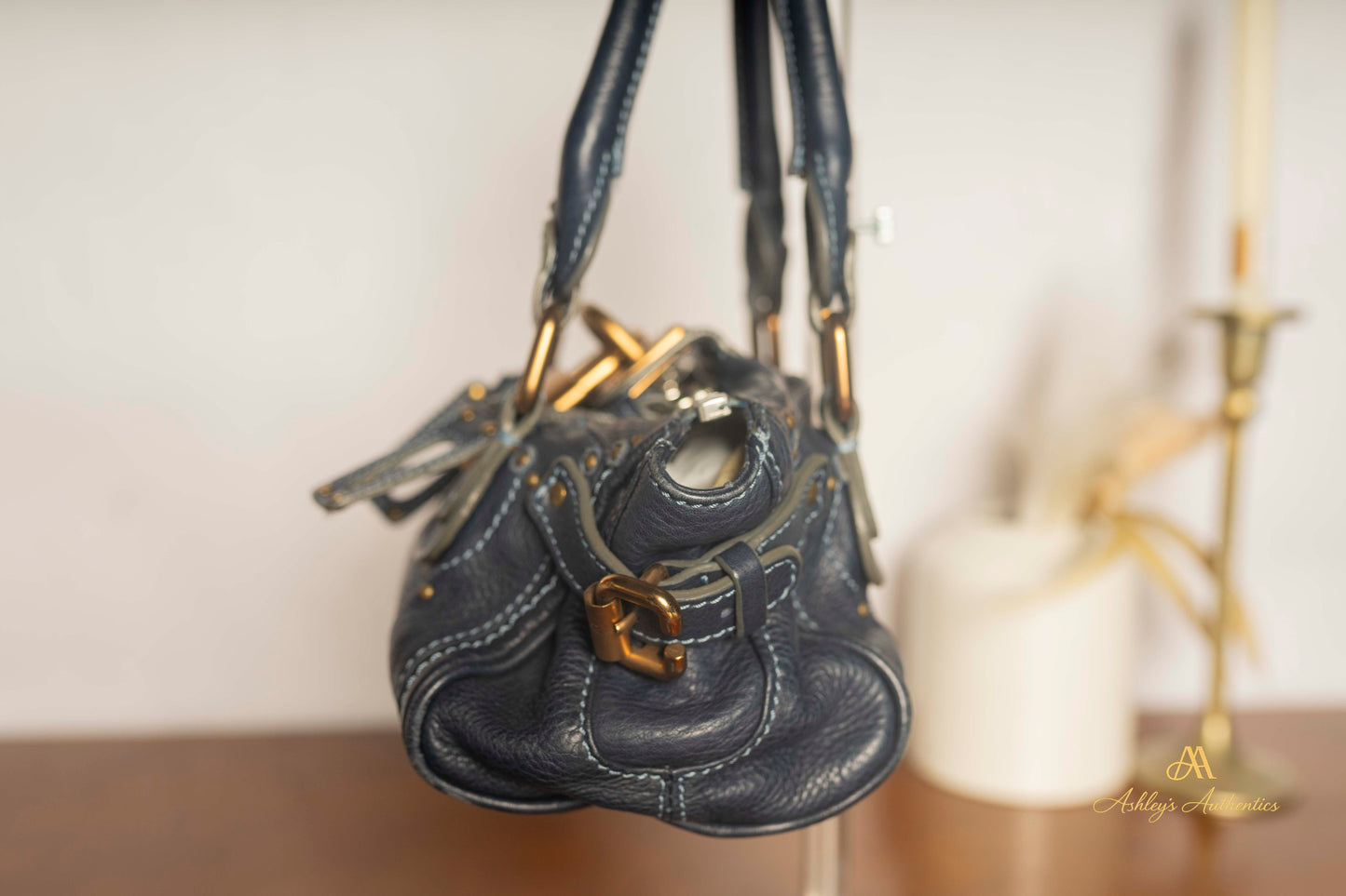 Chloe Paddington Small Navy Blue Leather with Padlock