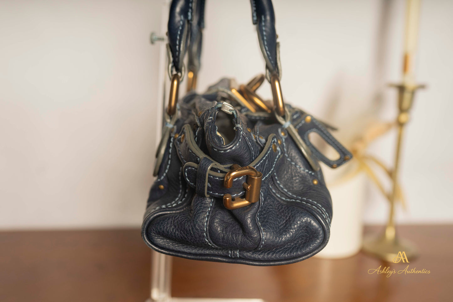 Chloe Paddington Small Navy Blue Leather with Padlock