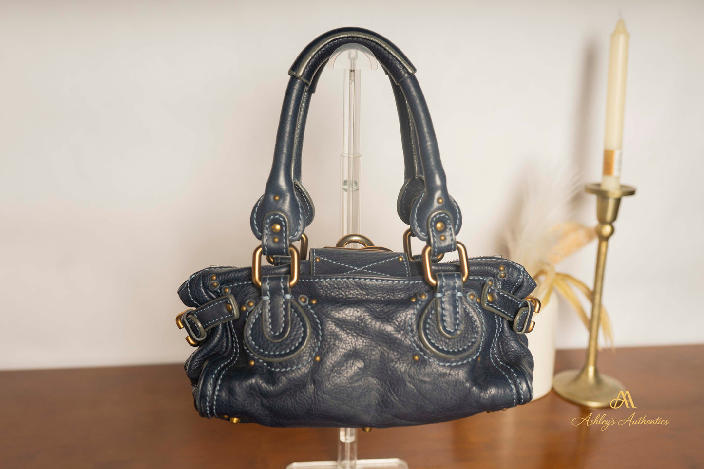 Chloe Paddington Small Navy Blue Leather with Padlock