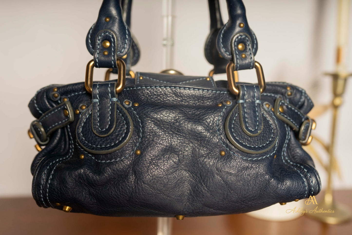 Chloe Paddington Small Navy Blue Leather with Padlock