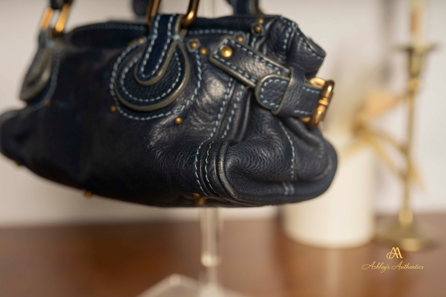 Chloe Paddington Small Navy Blue Leather with Padlock