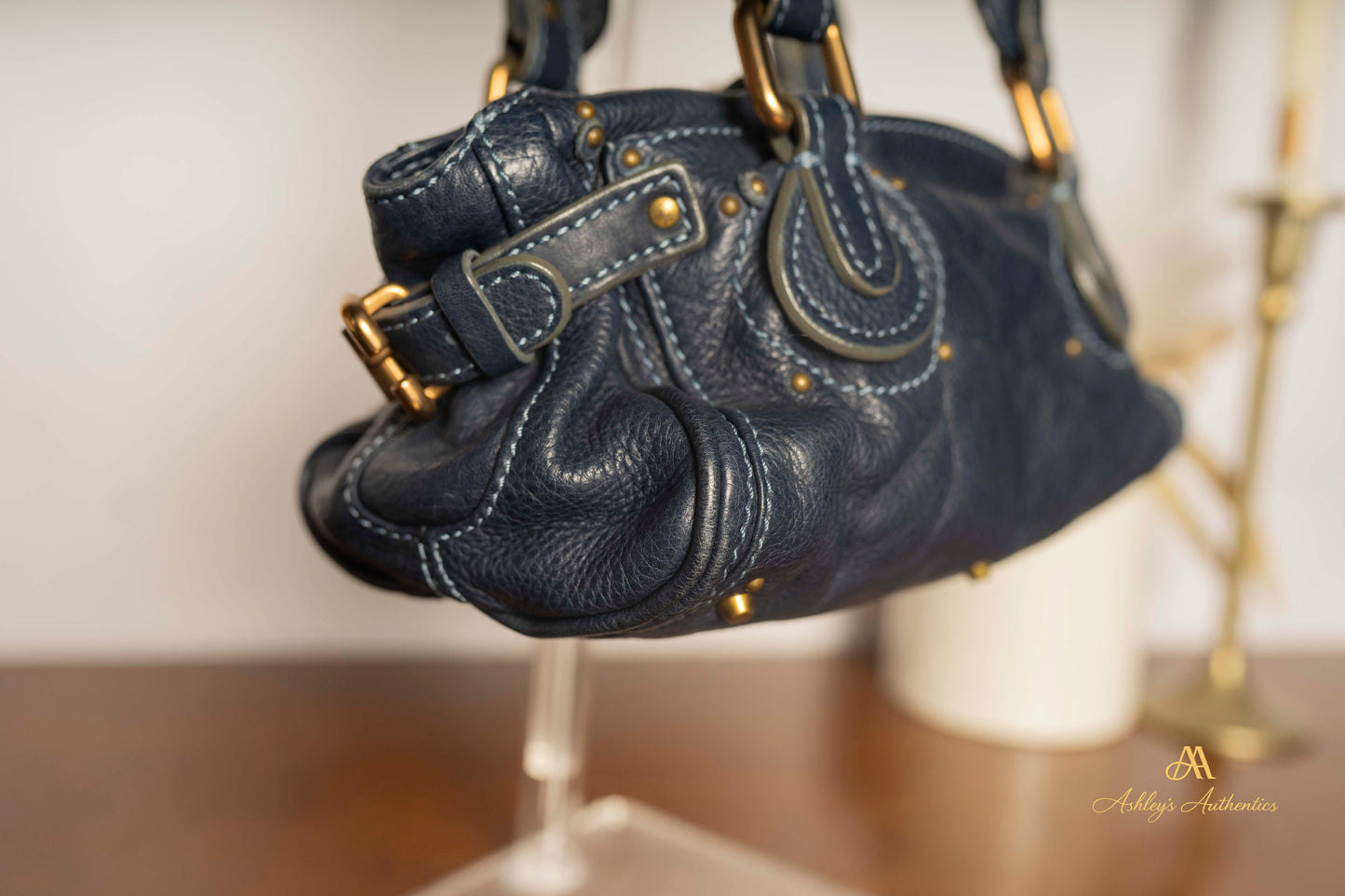 Chloe Paddington Small Navy Blue Leather with Padlock