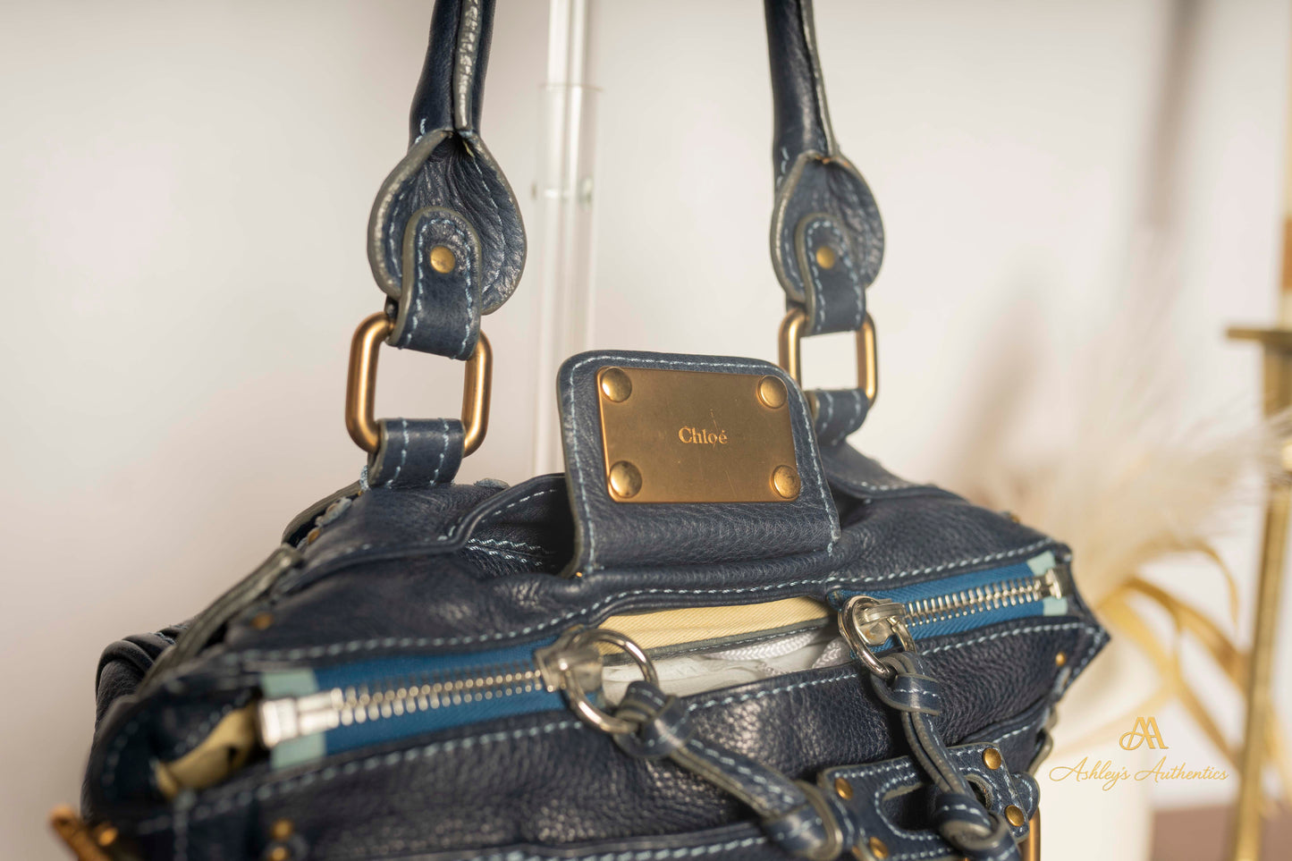 Chloe Paddington Small Navy Blue Leather with Padlock