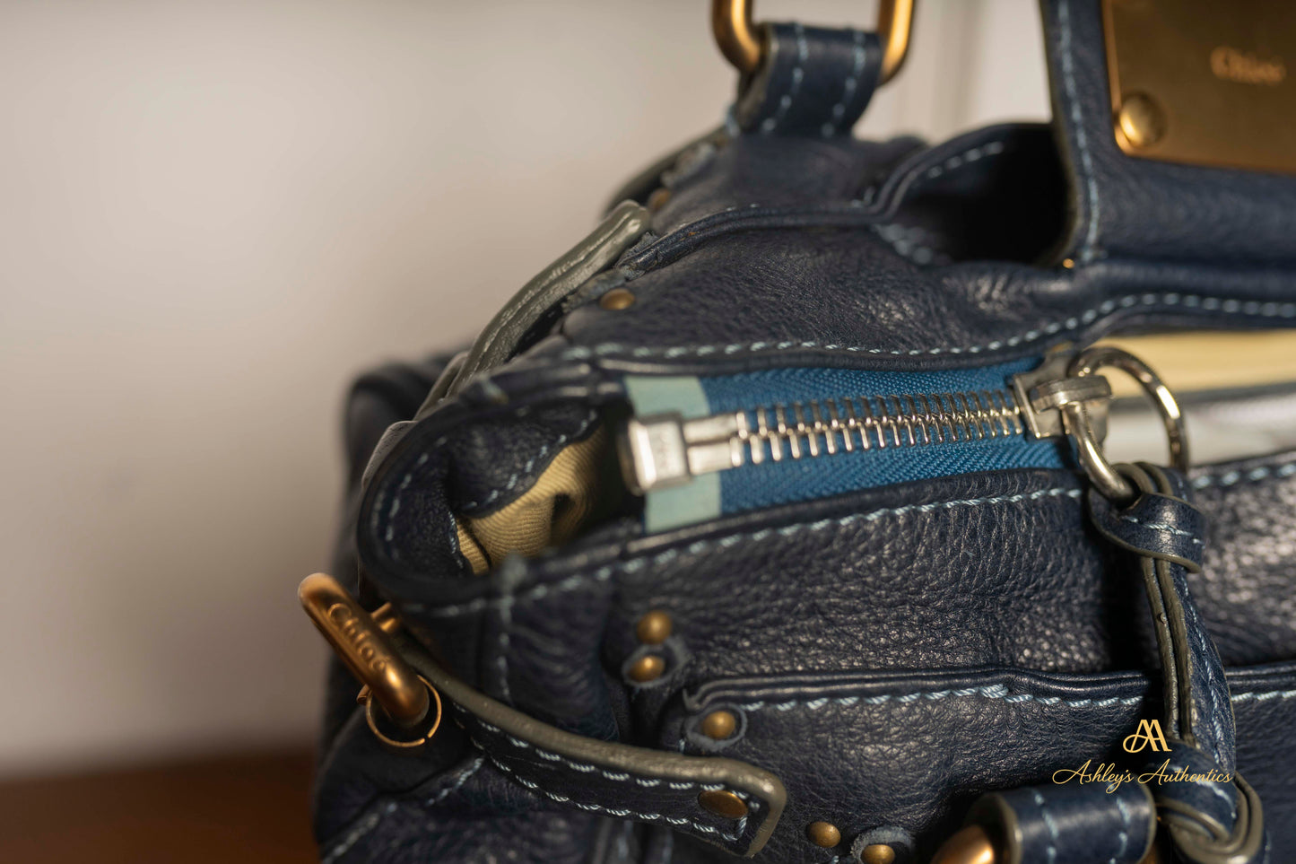Chloe Paddington Small Navy Blue Leather with Padlock