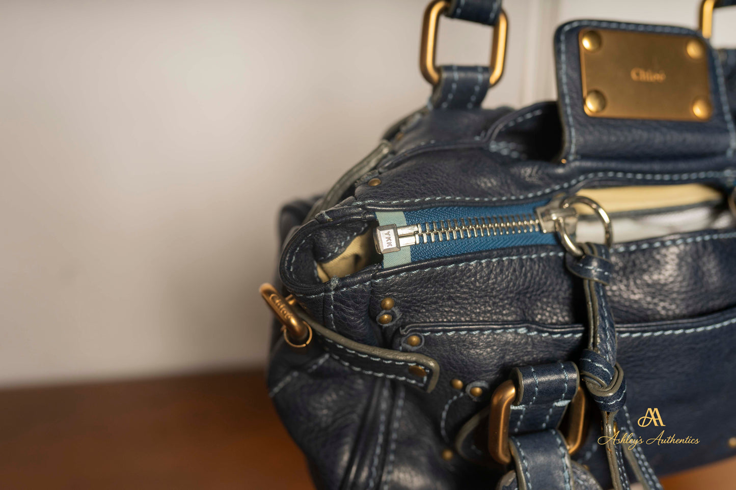 Chloe Paddington Small Navy Blue Leather with Padlock