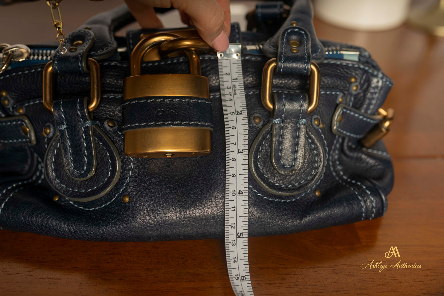 Chloe Paddington Small Navy Blue Leather with Padlock